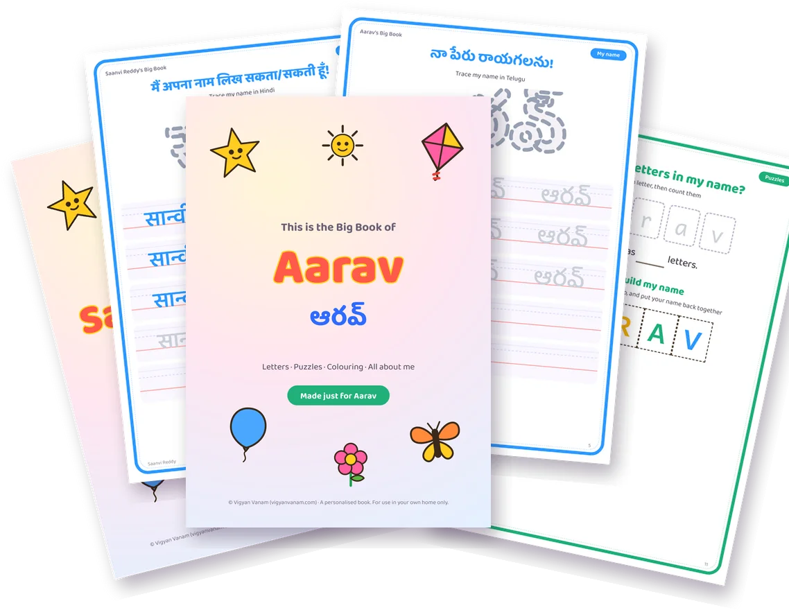Pages from a personalised My Name Book